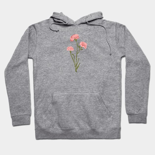 Carnation Botanical Hoodie by Salfiart